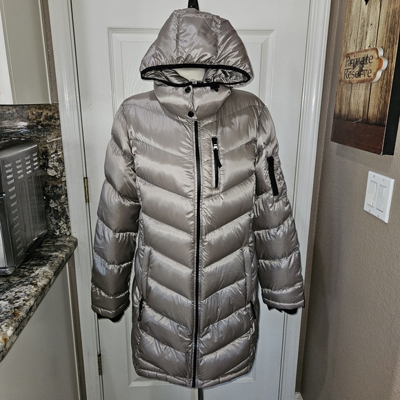 Andrew Marc Silver Gray Packable Doen Puffer Jacket Size Xl New With Tags - Picture 1 of 13